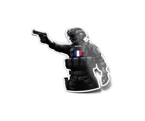Pack AUTOCOLLANTS STICKERS Policier d'Intervention - Résistant UV et Étanche - Force Spéciale Police France drapeau français vise diecut 8cm
