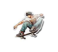 Pack AUTOCOLLANTS STICKERS Skateur en Pleine Figure Ollie Saut - Découpé à la Forme résistant eau & Uv skateboard Skate Skateboarding décoration fun pour ordinateur et bouteille 8cm