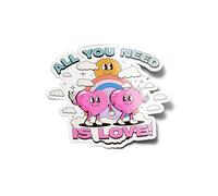 PACK AUTOCOLLANTS STICKERS Vinyle All You Need Is Love - Coeurs Nuages et Arc-en-Ciel Fun Amour Résistant Eau & Uv - Décoration Positive Pour Ordinateur et Bouteille et Voiture Déco exterieur 8cm