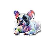 PACK AUTOCOLLANTS STICKERS Vinyle Bouledogue Français en aquarelle Résistant Eau & Uv Chien mignon coloré Adorable Artistique Pour Ordinateur Bouteille et Voiture Déco exterieur 8cm