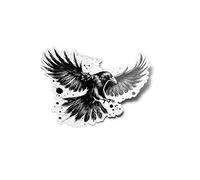 PACK AUTOCOLLANTS STICKERS Vinyle Corbeau Gothique Noir En Vol Ailes Résistant Eau & Uv Illustration Sombre Aquarelle - Présage de mort Pour Ordinateur et Bouteille et Voiture Déco exterieur 9cm