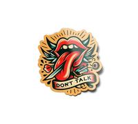 Pack AUTOCOLLANTS Stickers Vinyle 'Don't Talk' Style Tatouage Old School Silence - Résistant à l'Eau et aux UV - Déco tatouage langue coupée 8cm