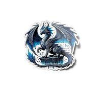 PACK AUTOCOLLANTS STICKERS Vinyle Dragon Céleste Bleu Résistant Eau & Uv Fantaisie Fantastique Animée Créature Magique Ailes Déployées Pour Ordinateur Bouteille et Voiture Déco exterieur 8cm