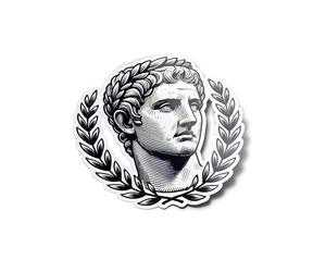 PACK AUTOCOLLANTS Stickers Vinyle Jules César - Buste de l’Empereur Romain - Résistant Eau & Uv Histoire antique dictateur Rome Lauriers Pour Ordinateur Bouteille et Voiture Déco exterieur 8cm