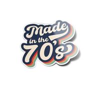 PACK AUTOCOLLANTS STICKERS Vinyle "Made in the 70's" rétro années 70 Résistant Eau & Uv Décoration Année de Naissance vintage date mode Pour Ordinateur et Bouteille et Voiture Déco exterieur 8cm