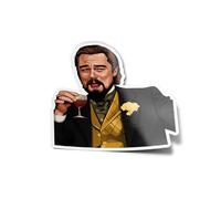 PACK AUTOCOLLANTS Stickers Vinyle Meme Internet de Leonardo DiCaprio Rigolant et Buvant Résistant Eau & Uv Drôle et Moqueur Laughing Pour Ordinateur Bouteille et Voiture Déco exterieur 8cm