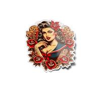 Pack AUTOCOLLANTS Stickers Vinyle Pin-Up Rétro - Style Tatouage Old School - Résistant à l'Eau et UV - Décoration Unique Glamour Rockabilly Girl 8cm