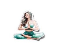 Pack AUTOCOLLANTS STICKERS Yoga Zen Femme Brune Position Lotus méditation - Vinyle Résistant Eau & UV Autocollant spirituel relaxation pour ordinateur et bouteille 9cm