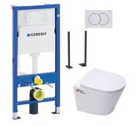 Pack Autoportant bati Geberit + WC Swiss Aqua Technologies sans bride + Abattant softclose + Plaque (InfinitioGebATP-1)