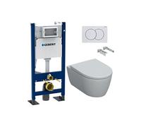 Pack Autoportant Bati-support Geberit Duofix + WC sans bride Geberit iCon + Abattant softclose + Plaque blanche (iConGebX)