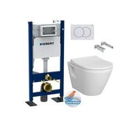 Pack Autoportant Bati-support Geberit Duofix + WC sans bride Vitra Integra + Abattant softclose + Plaque blanche