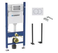 Pack Autoportant Bati-support Geberit Duofix 112cm + Plaque de commande blanche Delta20 + fixations murales (111.154.11.1-GebX)