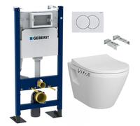 Pack Autoportant Bati-support Geberit Duofix + WC sans bride Vitra Integra + Abattant softclose + Plaque blanche