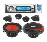 Pack autoradio CD/MP3 4x70w + kit haut-parleurs 13cm 550w