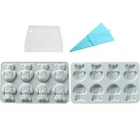 Pack Avec 2 Moules En Silicone Pour Les Chiens Mignons Pour Le Bricolage Cupcake Cake Topper Décor Gum Paste Moule Dessert Fondant Pudding Jelly Shots Crystal Handmade Candy Ice, Avec Poche à Douche E