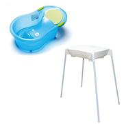 Pack baignoire 0-6 mois avec transat intégré + support de baignoire - Bleu translucide