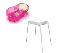 Pack baignoire 0-6 mois avec transat intégré + support de baignoire - Elephant rose