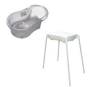 Pack baignoire 0-6 mois avec transat intégré + support de baignoire - grise pailletée translucide
