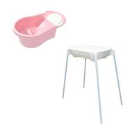 Pack baignoire 0-6 mois avec transat intégré + support de baignoire - rose