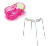 Pack baignoire 0-6 mois avec transat intégré + support de baignoire - rose pailletée