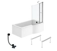 Pack baignoire bain douche 150 x 80 cm droite IDEAL STANDARD Connect Air + tablier + pare bain avec volet + pieds + vidage Noir