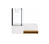 Pack baignoire bain douche 150 x 80 Neo version gauche + pare bain noir mat + tablier de baignoire en niche