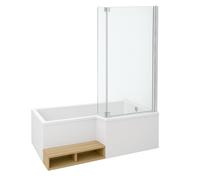Jacob Delafon Pack Baignoire Bain Douche 150 x 80 Neo Version Droite + Pare Bain chromé + Tablier