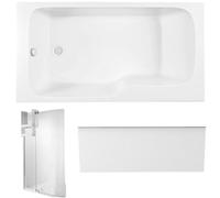 Pack baignoire bain douche 160 x 85 JACOB DELAFON Malice version gauche + tablier en niche + pare bain + étagère pour pare bain