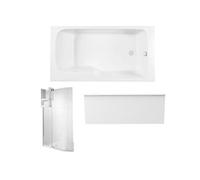 Pack baignoire bain douche 160 x 85 Malice version droite + tablier en niche + pare bain + étagère pour pare bain