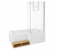 Pack baignoire bain douche 160 x 90 Neo version droite + pare bain chromé + tablier de baignoire en angle