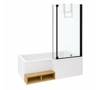 Pack baignoire bain douche 160 x 90 Neo version droite + pare bain noir mat + tablier de baignoire en angle