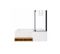 Pack baignoire bain douche 160 x 90 Neo version droite + pare bain noir mat + tablier de baignoire en niche