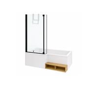 Pack baignoire bain douche 160 x 90 Neo version gauche + pare bain noir mat + tablier de baignoire en angle