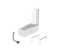 Pack baignoire bain douche 170 x 80 cm droite Connect Air + tablier + pare bain avec volet + pieds + vidage Doré