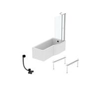 Pack baignoire bain douche 170 x 80 cm droite Connect Air + tablier + pare bain avec volet + pieds + vidage Noir