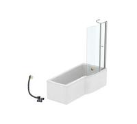 Pack baignoire bain douche 170 x 80 cm droite Connect Air + tablier + pare bain avec volet + vidage Doré