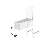 Pack baignoire bain douche 170 x 80 cm droite Connect Air + tablier + pare bain fixe + pieds + vidage Doré