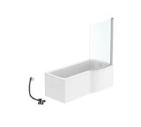Pack baignoire bain douche 170 x 80 cm droite Connect Air + tablier + pare bain fixe + vidage Doré