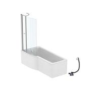 Pack baignoire bain douche 170 x 80 cm gauche Connect Air + tablier + pare bain avec volet + vidage Blanc