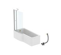 Pack baignoire bain douche 170 x 80 cm gauche Connect Air + tablier + pare bain avec volet + vidage Doré