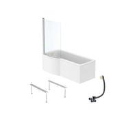 Pack baignoire bain douche 170 x 80 cm gauche Connect Air + tablier + pare bain fixe + pieds + vidage Doré