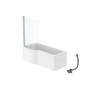Pack baignoire bain douche 170 x 80 cm gauche Connect Air + tablier + pare bain fixe + vidage Doré