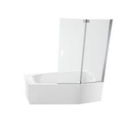 Pack baignoire bain douche 170 x 90 Bastille vidage à droite blanc brillant + tablier en niche + pare-bain chromé