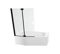 Pack baignoire bain douche 170 x 90 Bastille vidage à gauche blanc brillant + tablier en angle + pare-bain noir