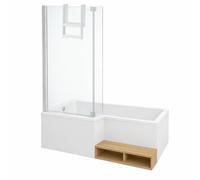 Pack baignoire bain douche 170 x 90 JACOB DELAFON Neo version gauche + pare bain chromé + tablier en angle