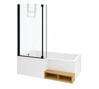 Pack baignoire bain douche 170 x 90 JACOB DELAFON Neo version gauche + pare bain noir mat + tablier de baignoire en angle