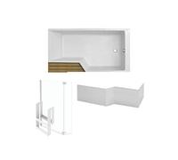 Pack baignoire bain douche 170 x 90 Neo version droite + pare bain chromé + tablier