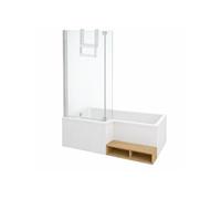 Jacob Delafon Baignoire Bain Douche Neo 170 x 90 Gauche + Pare Bain + Tablier + étagère