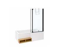 Pack baignoire bain douche 180 x 90 Neo version droite + pare bain noir mat + tablier de baignoire en angle