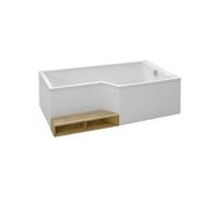 Pack baignoire bain douche antidérapante 160 x 90 Neo blanc mat version droite + tablier